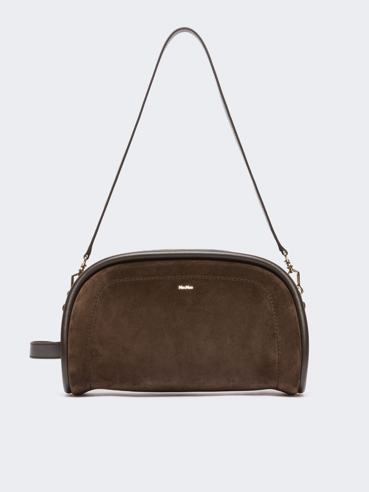 Suede and leather handbag - DARK BROWN - Max Mara - 5