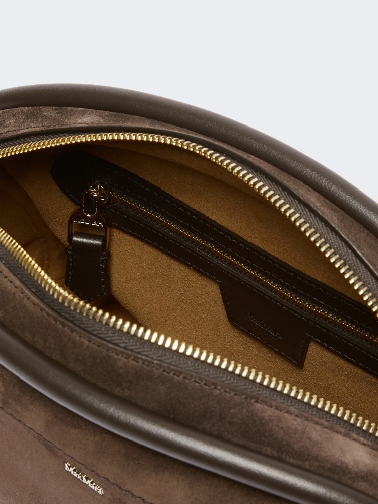 Suede and leather handbag - DARK BROWN - Max Mara - 6