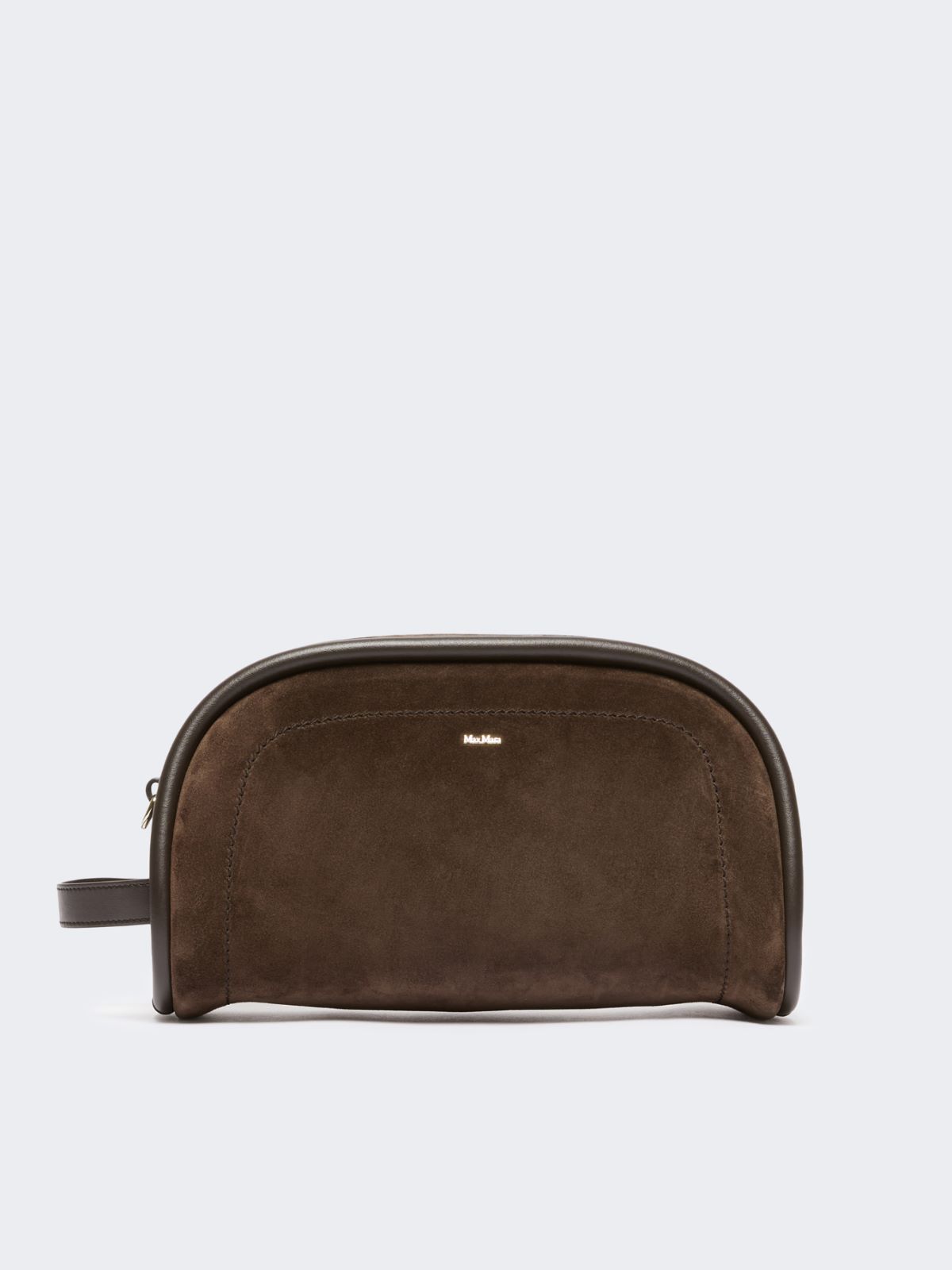 Suede and leather handbag - DARK BROWN