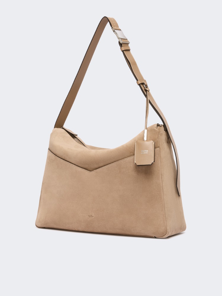 Large split leather handbag - MUD - 2