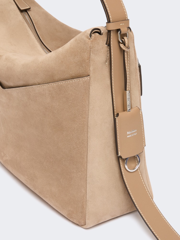 Large split leather handbag - MUD - 3