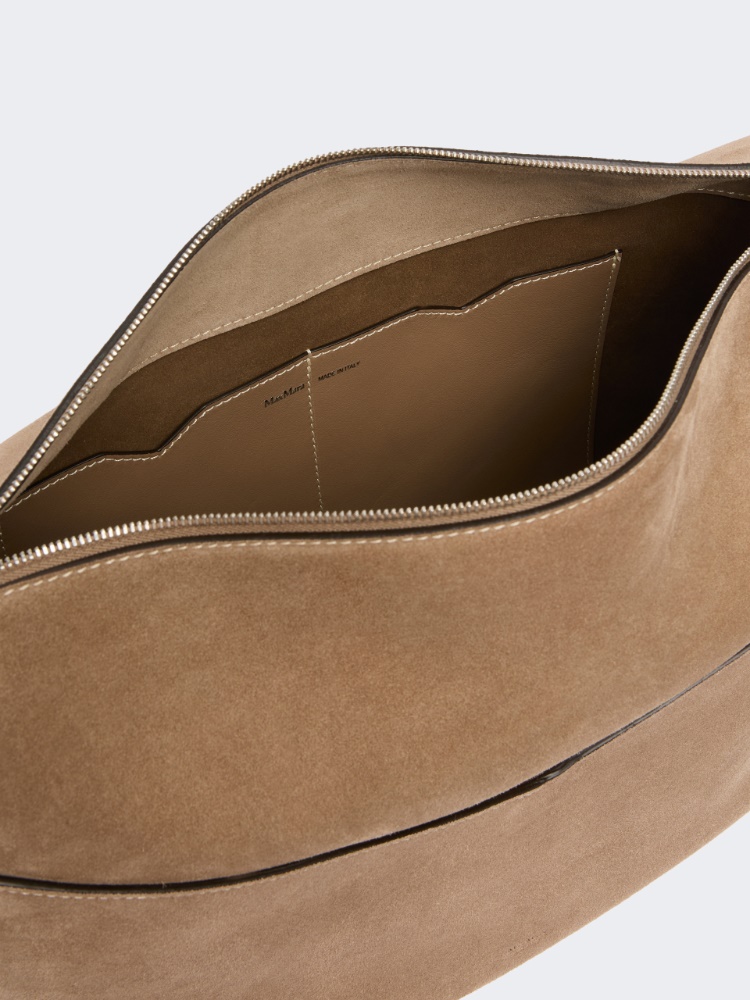 Large split leather handbag - MUD - 5
