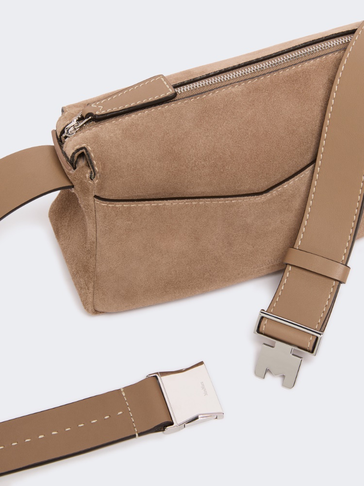 Micro split leather handbag - MUD - 4