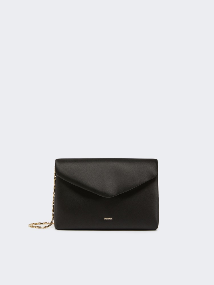 Viscose and silk satin clutch bag - BLACK