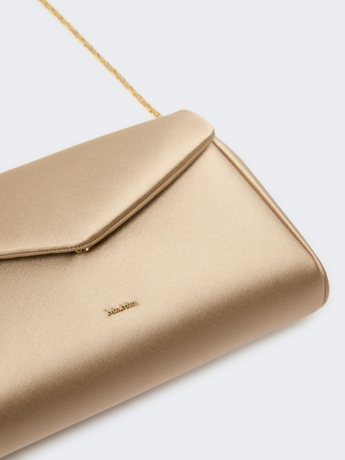 Viscose and silk satin clutch bag - BEIGE - 3