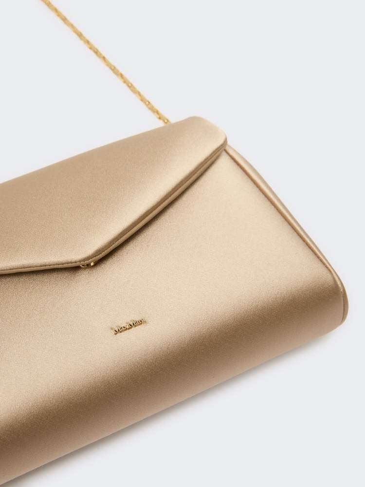Viscose and silk satin clutch bag - BEIGE - 3