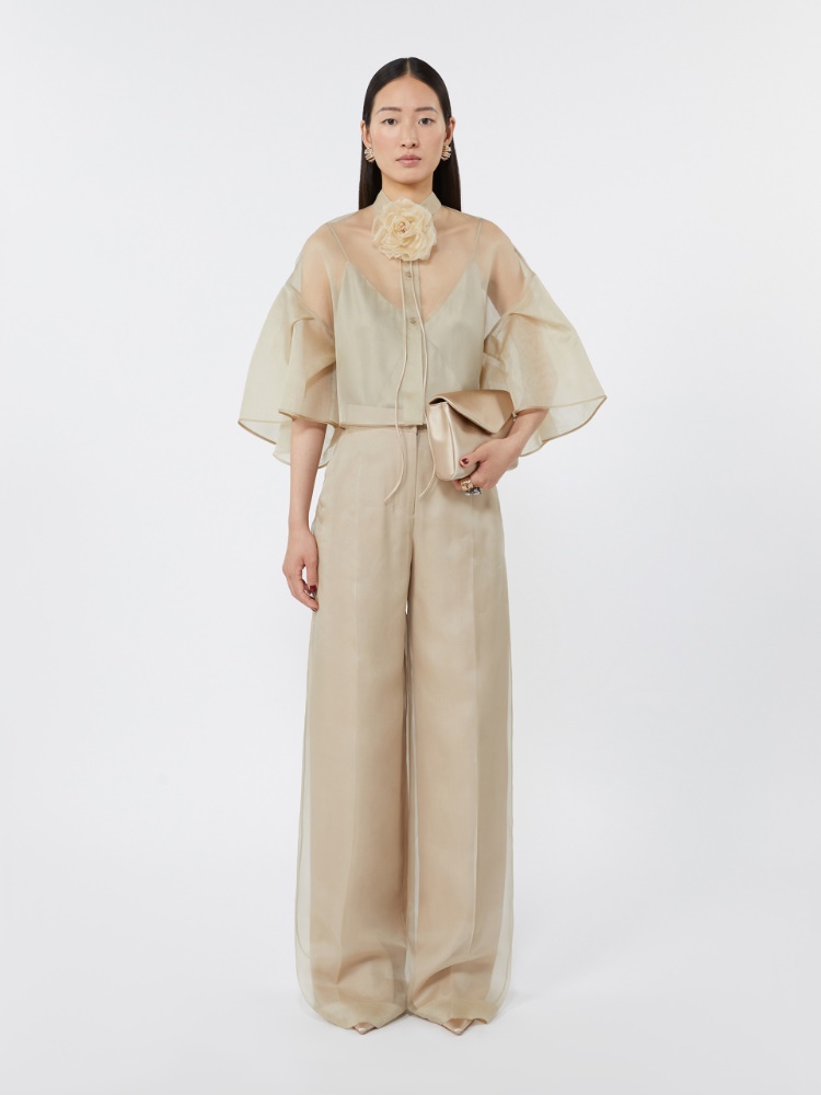 Viscose and silk satin clutch bag - BEIGE