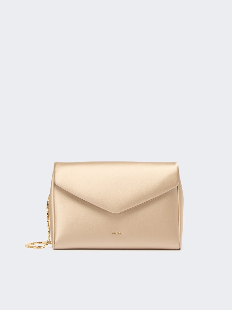 Viscose and silk satin clutch bag - BEIGE