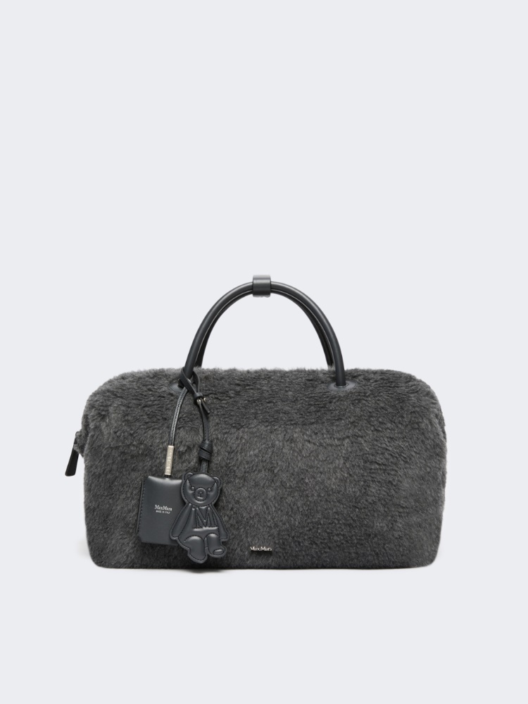 Large Boston bag in wool and alpaca Teddy - MITTELGRAU