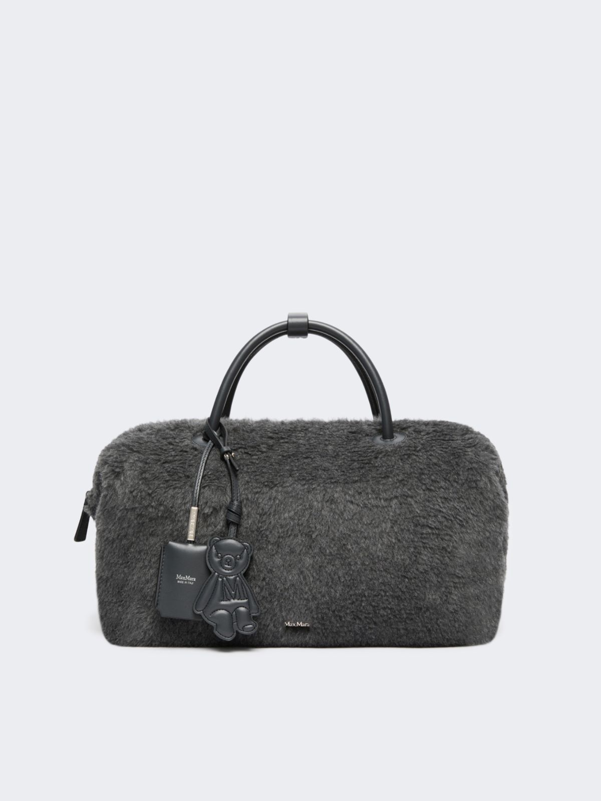 Large Boston bag in wool and alpaca Teddy - MITTELGRAU - Max Mara