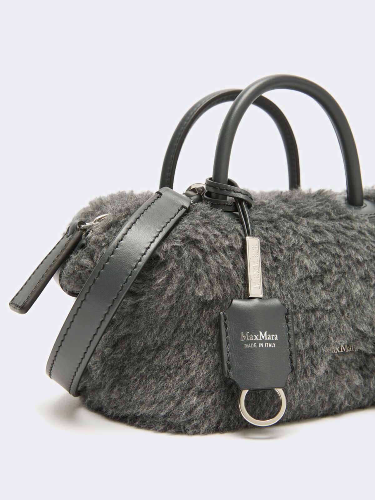 Small Boston bag in wool and alpaca Teddy - MITTELGRAU - Max Mara - 4