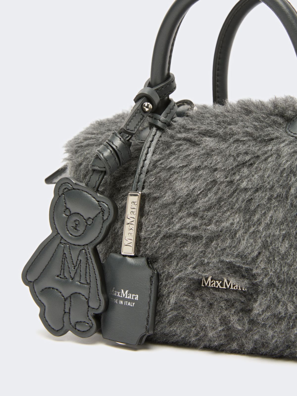 Small Boston bag in wool and alpaca Teddy - MITTELGRAU - Max Mara - 5