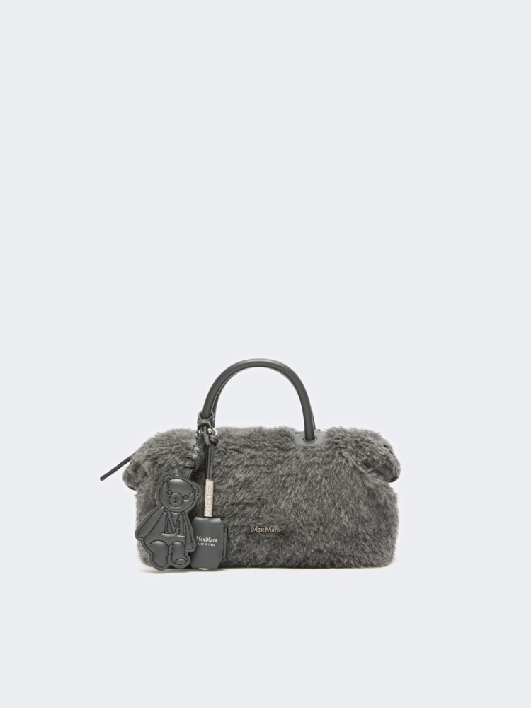 Small Boston bag in wool and alpaca Teddy - MITTELGRAU