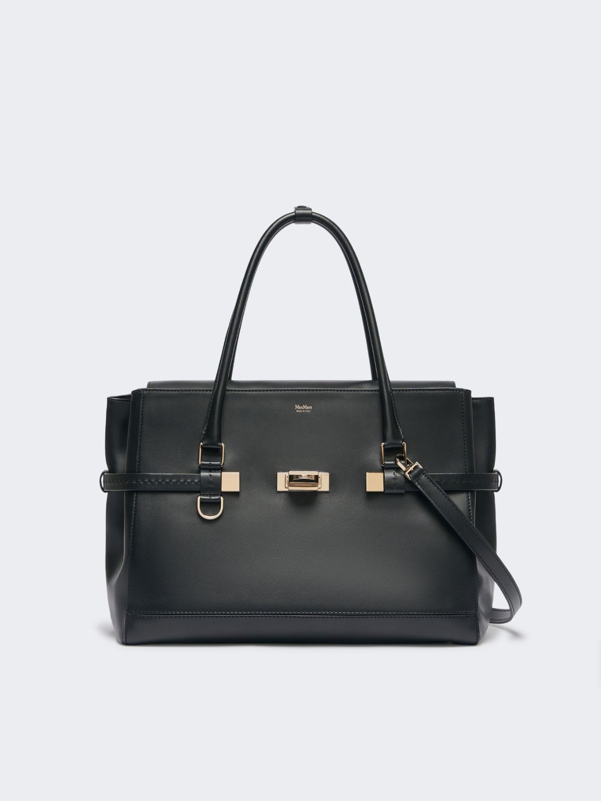 Natural leather handbag - BLACK - 3