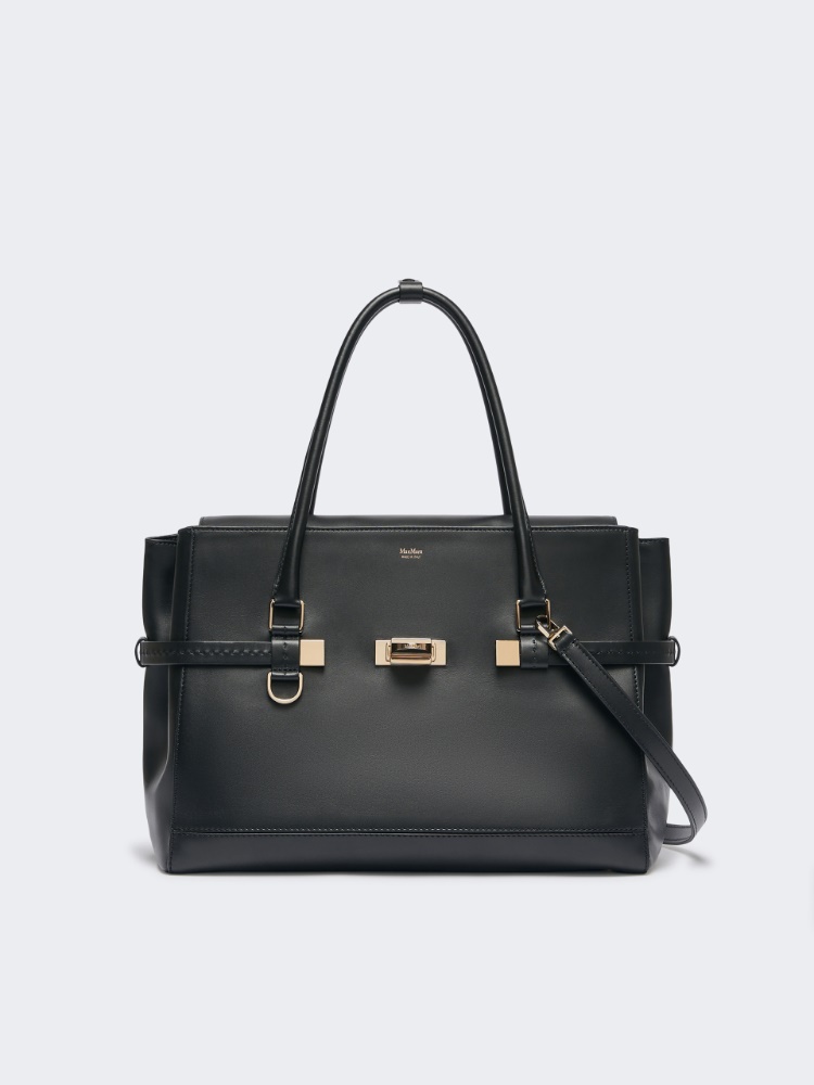Natural leather handbag - BLACK - 3