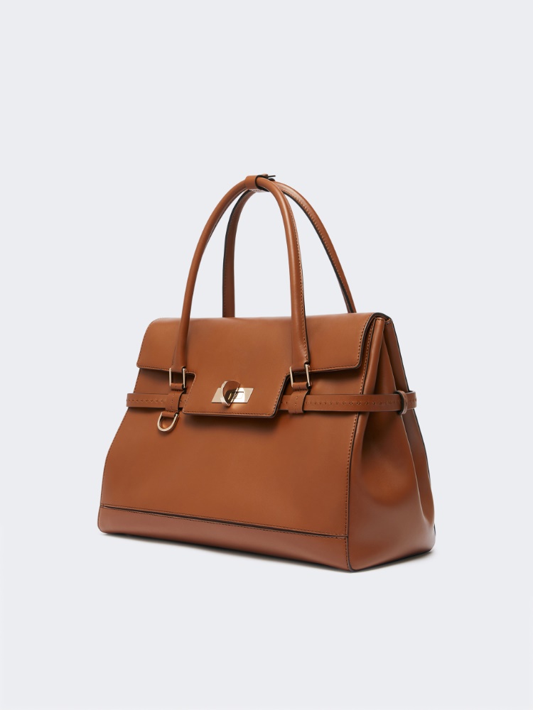Natural leather handbag - AMBER BROWN - 2