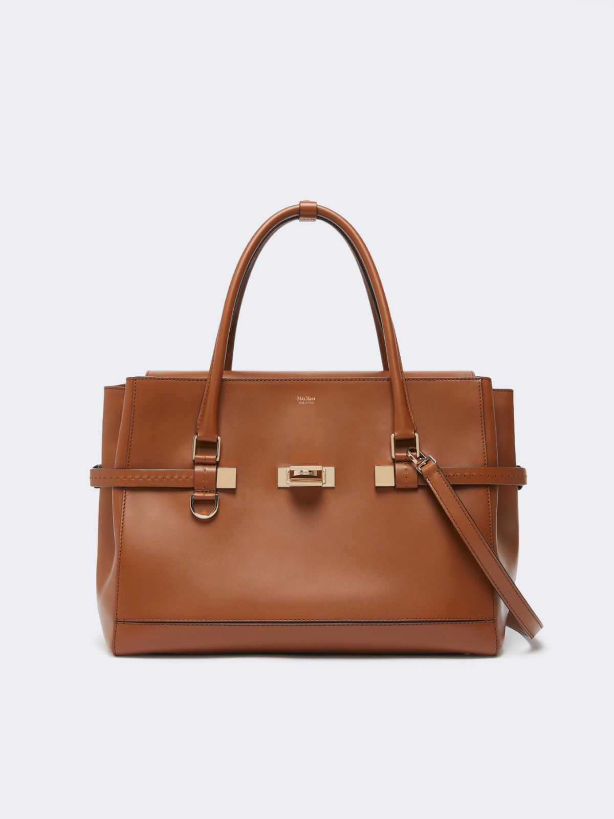 Natural leather handbag - AMBER BROWN - 3