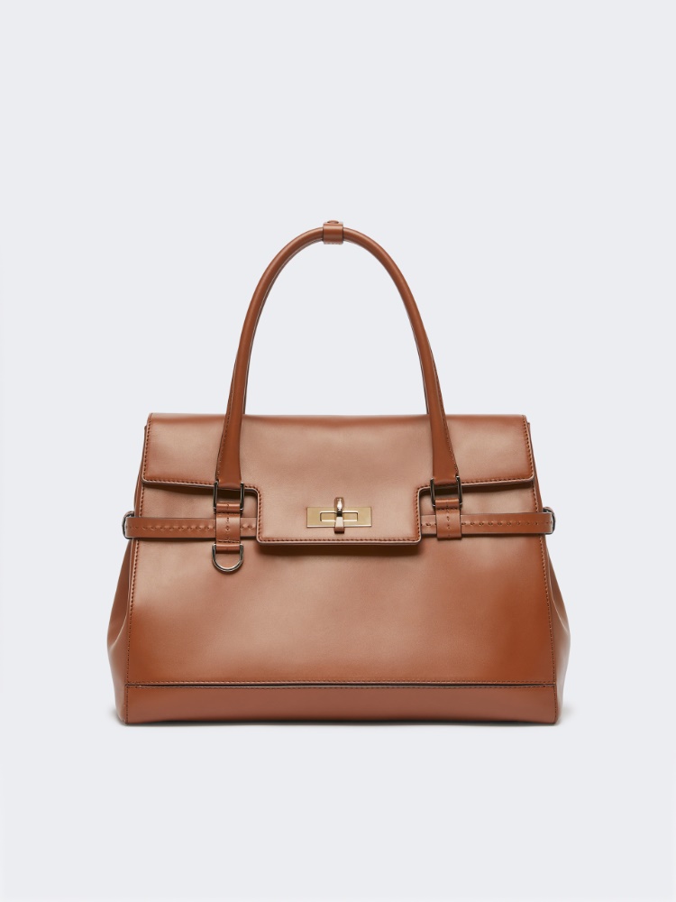 Natural leather handbag - AMBER BROWN - 1