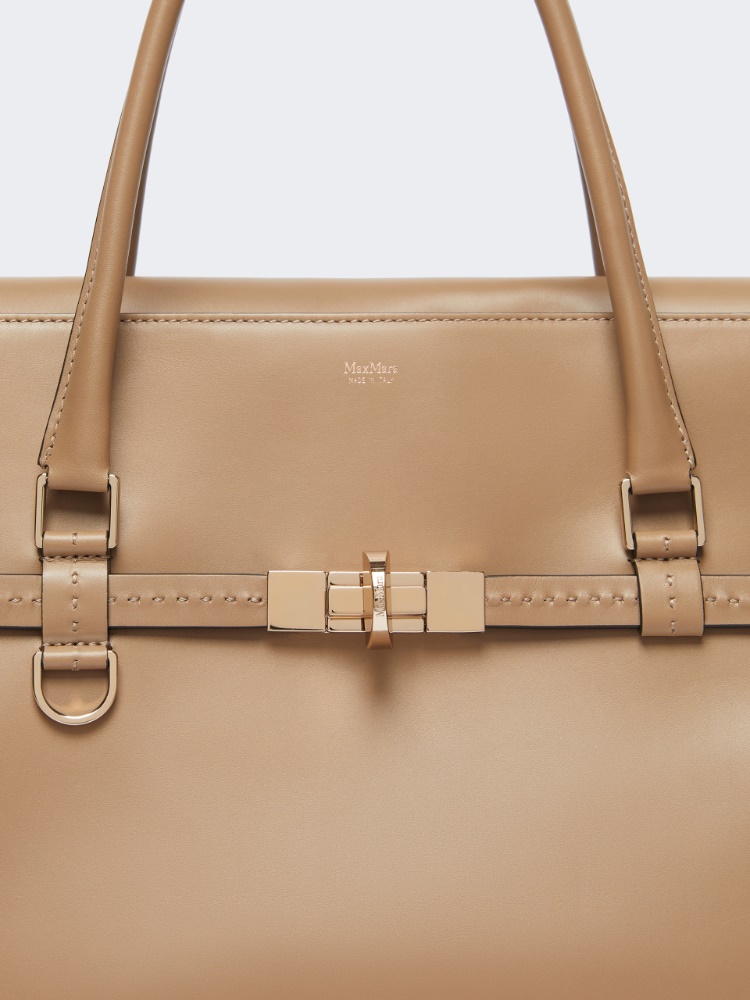 Natural leather handbag - MUD - 5