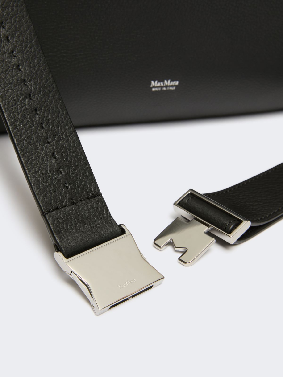 Borsa a mano grande in pelle - NERO - 4