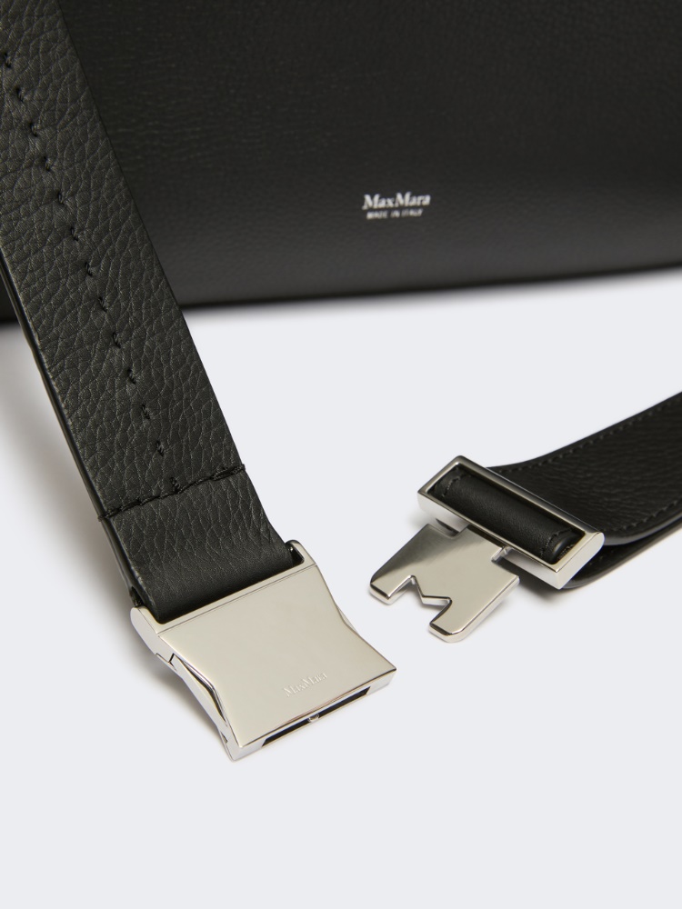 Borsa a mano grande in pelle - NERO - 4