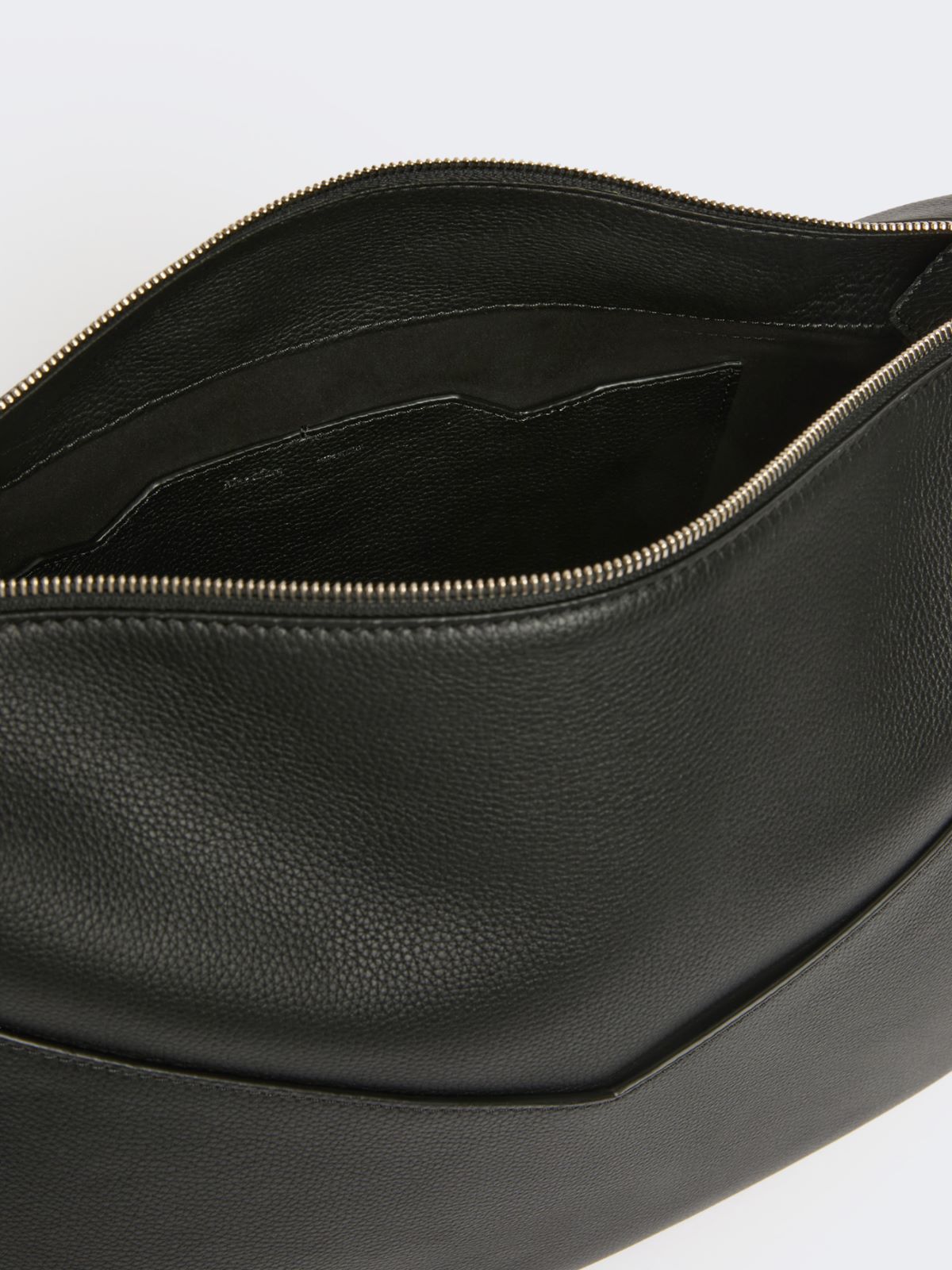 Borsa a mano grande in pelle - NERO - 5