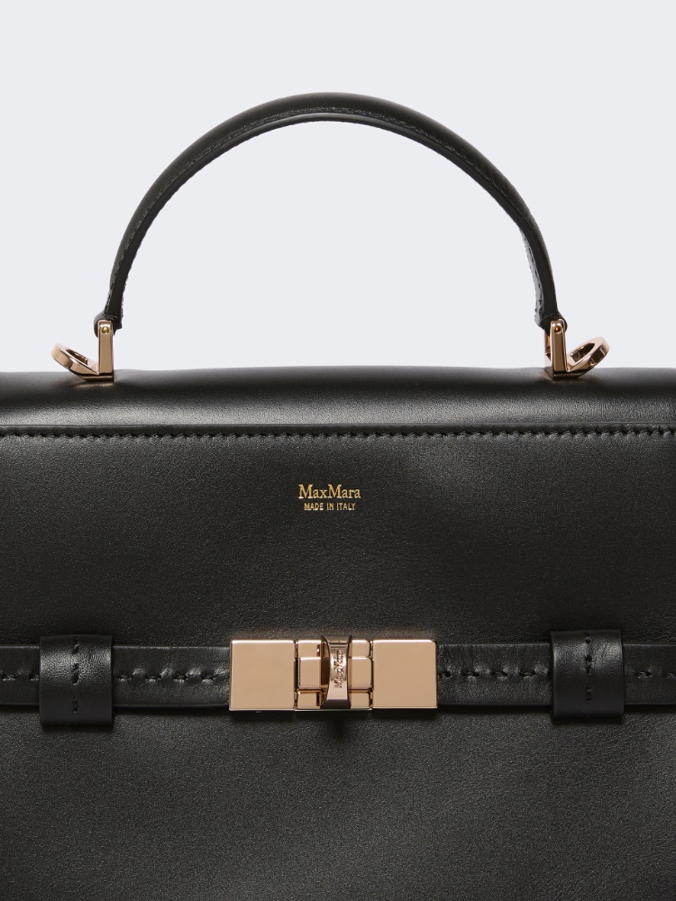 Smooth leather handbag - BLACK - 4