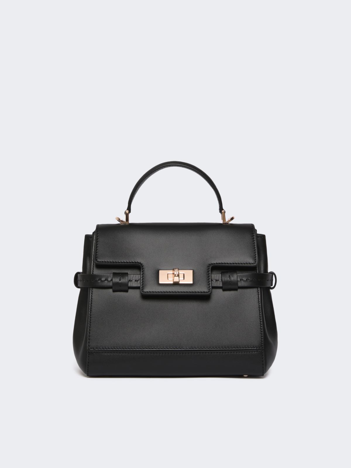 Smooth leather handbag - BLACK