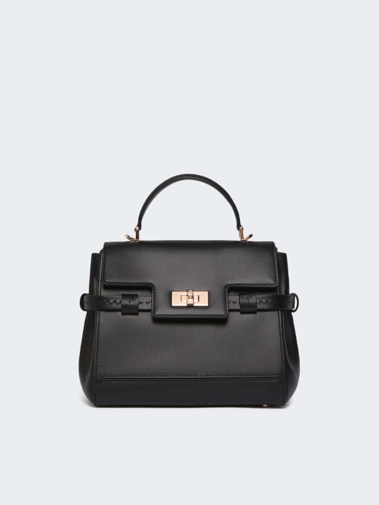 Smooth leather handbag - BLACK - 1
