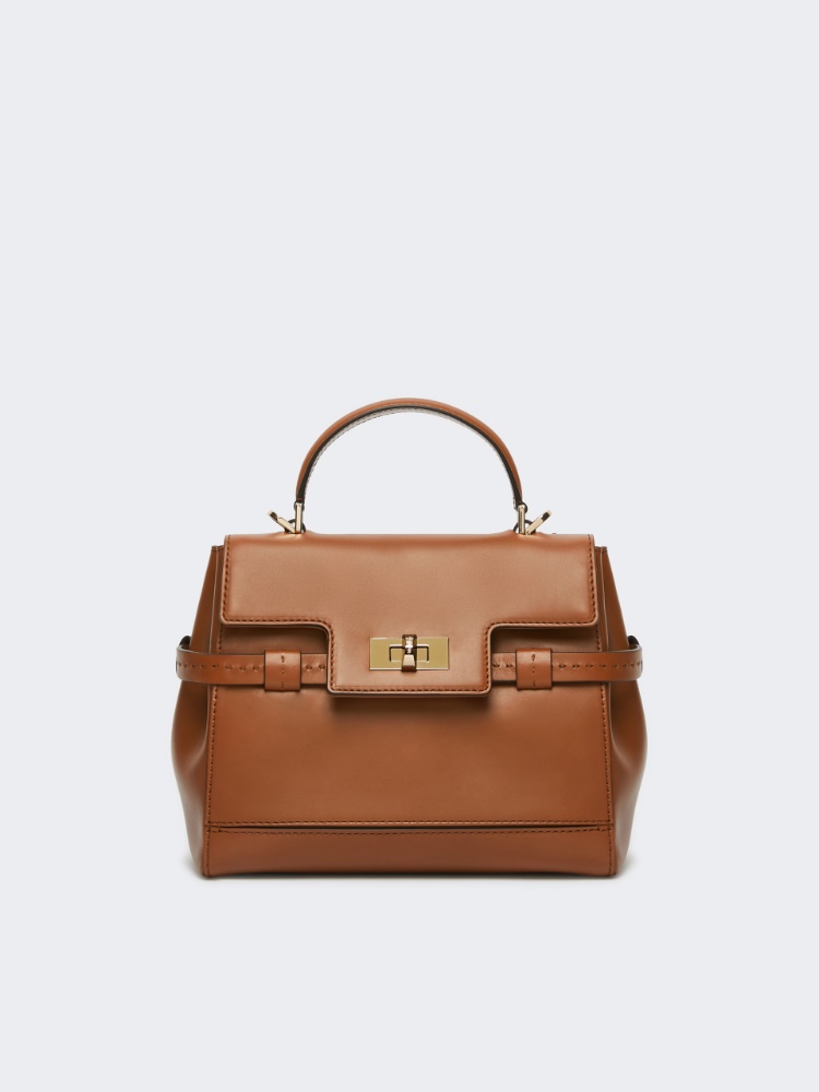 Smooth leather handbag - AMBER BROWN