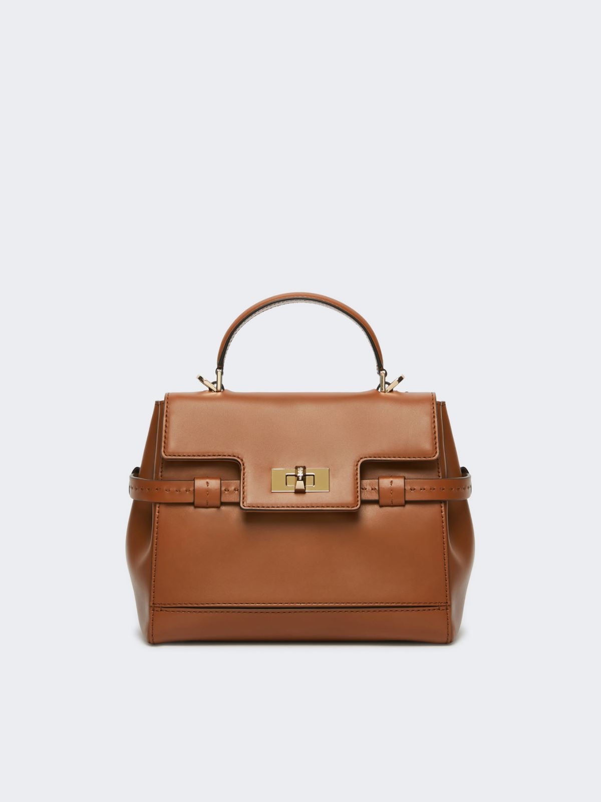 Smooth leather handbag - AMBER BROWN