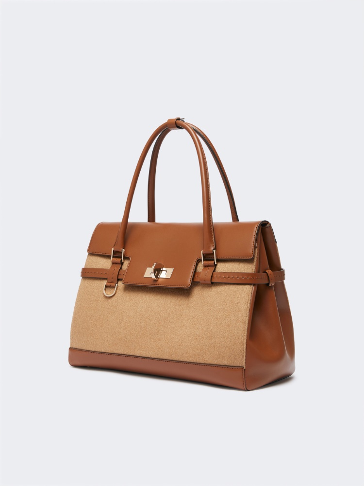Camel and leather handbag - CAMEL - 2