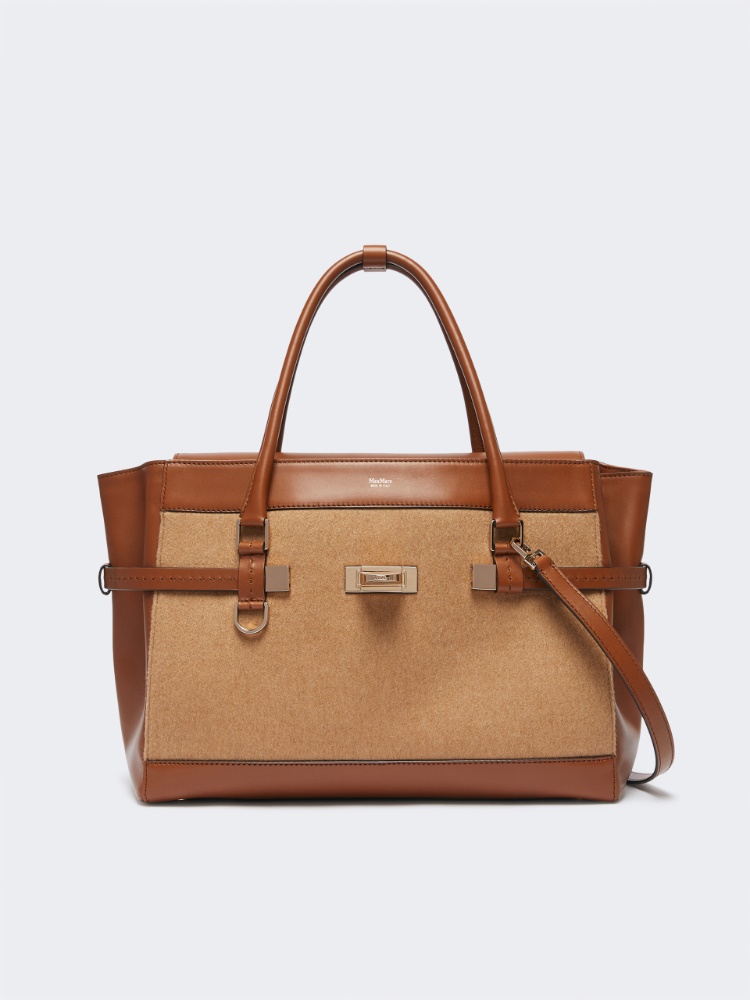 Camel and leather handbag - CAMEL - 3