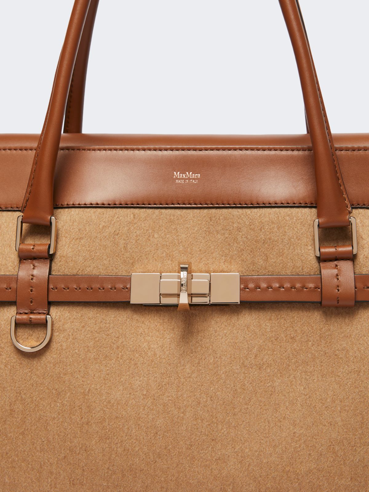 Camel and leather handbag - CAMEL - 5
