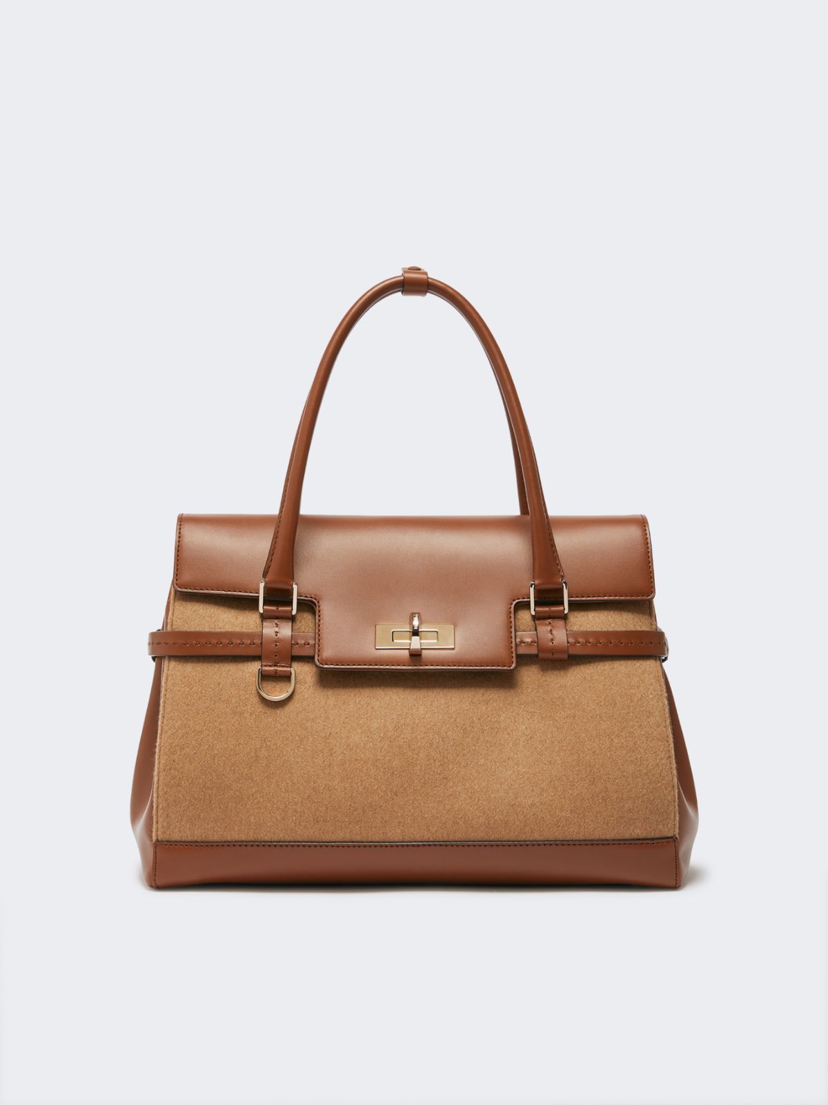 Camel and leather handbag - CAMEL