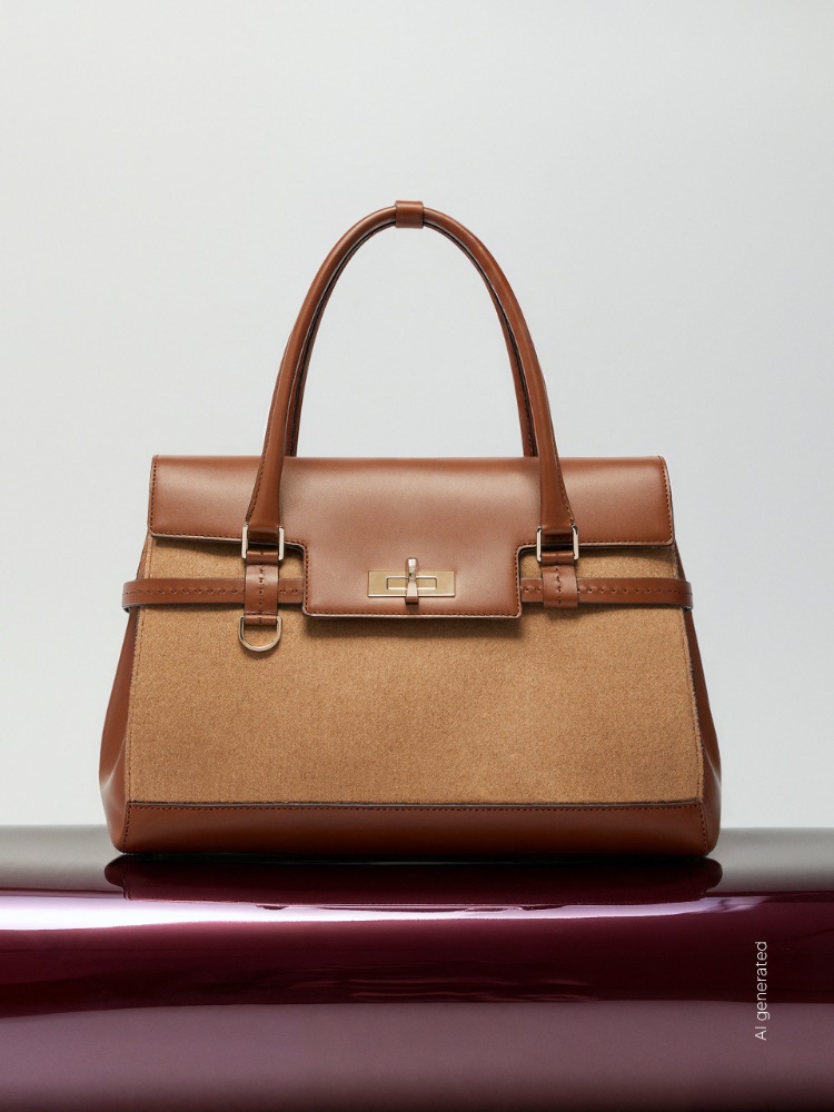 Camel and leather handbag + CAMEL - Max Mara