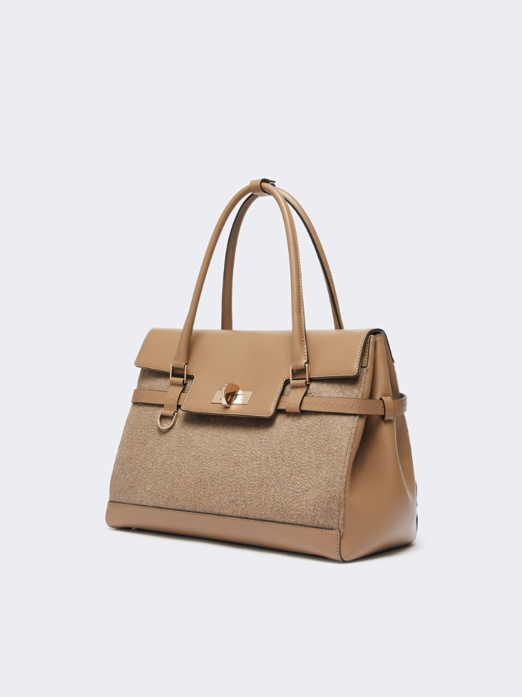 Cashmere and leather handbag - BROWN - 2