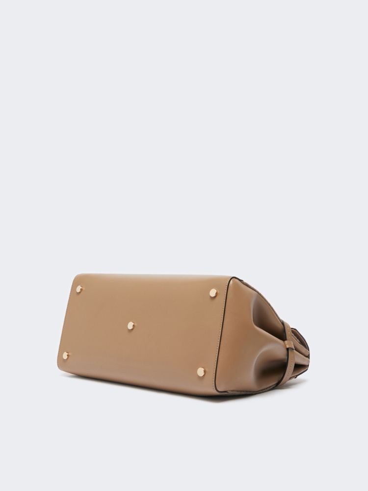 Cashmere and leather handbag - BROWN - 4