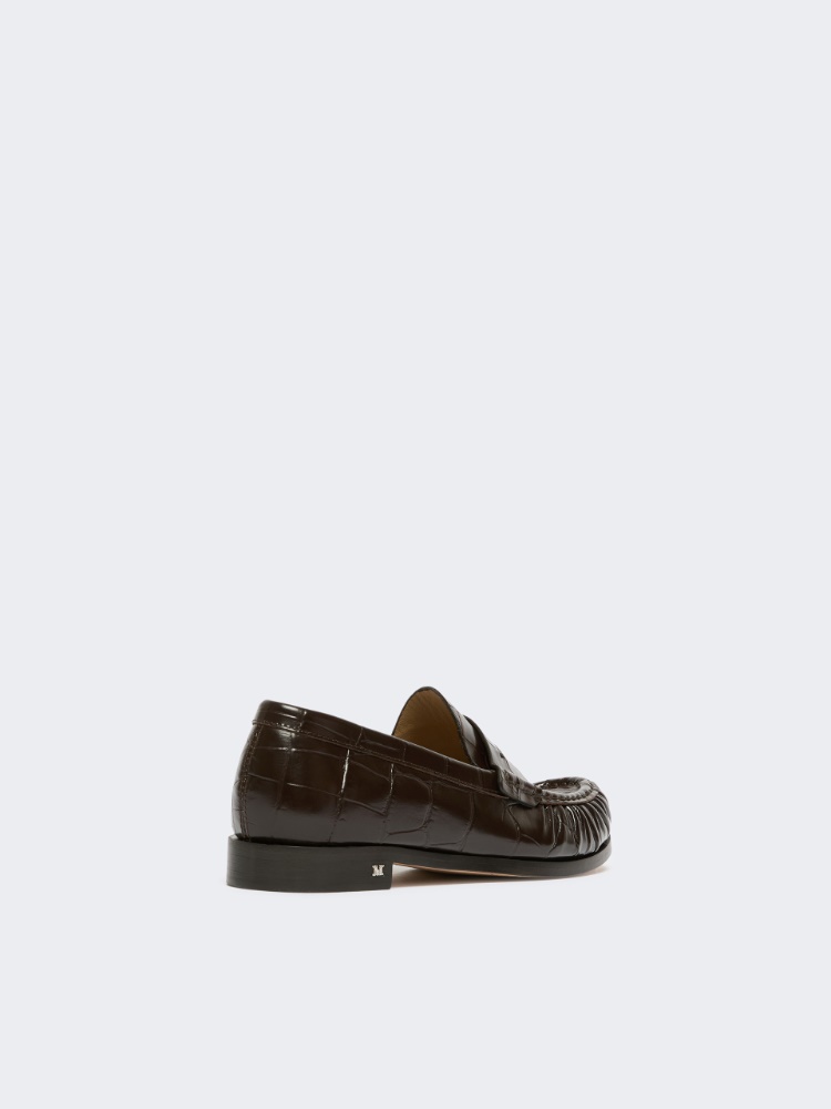 Crocodile-print leather loafers - CHOCOLATE - Max Mara - 3