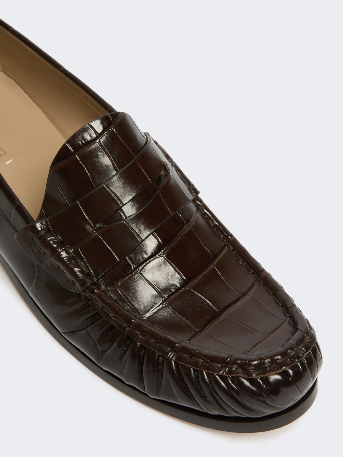 Mocasín de piel con estampado de cocodrilo - CHOCOLATE - Max Mara - 3