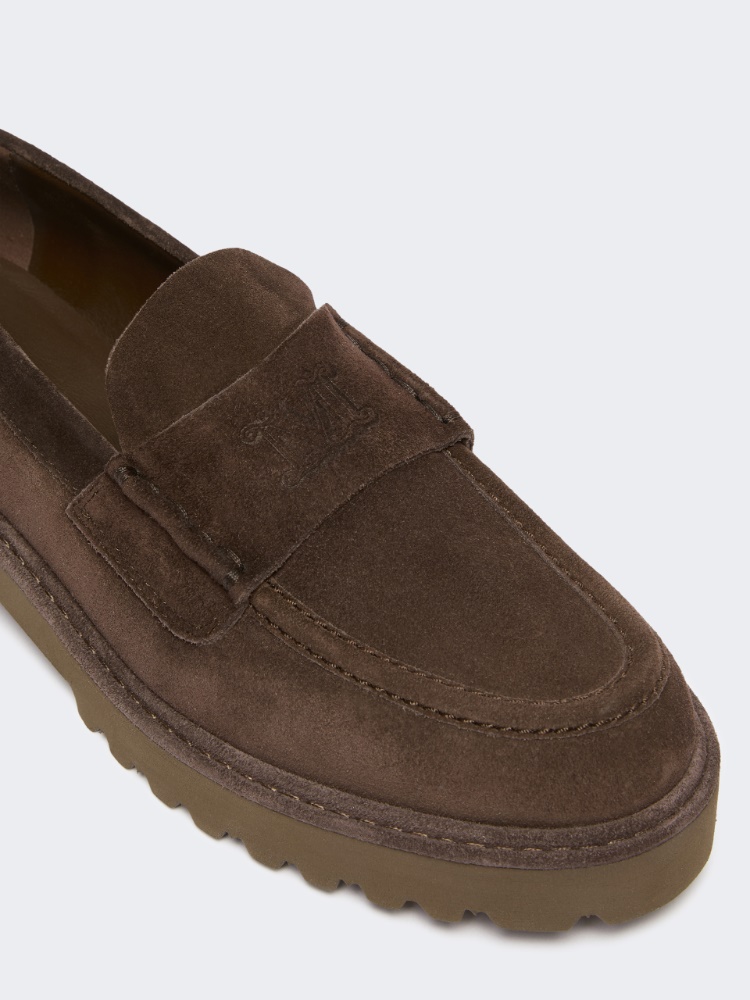 Split calf leather loafers - DARK BROWN - Max Mara - 4