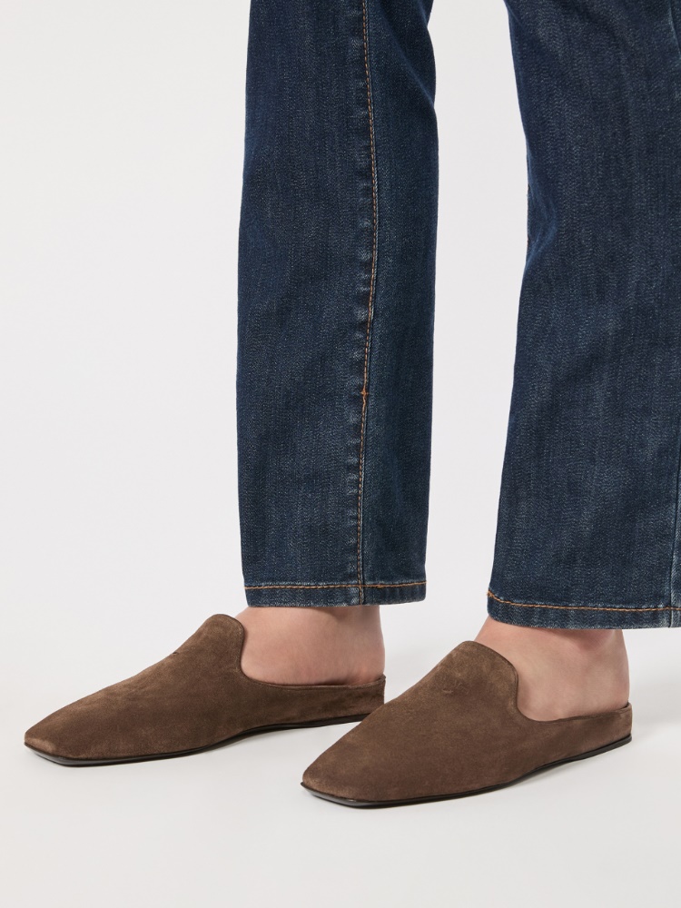 Split-leather mules - DARK BROWN