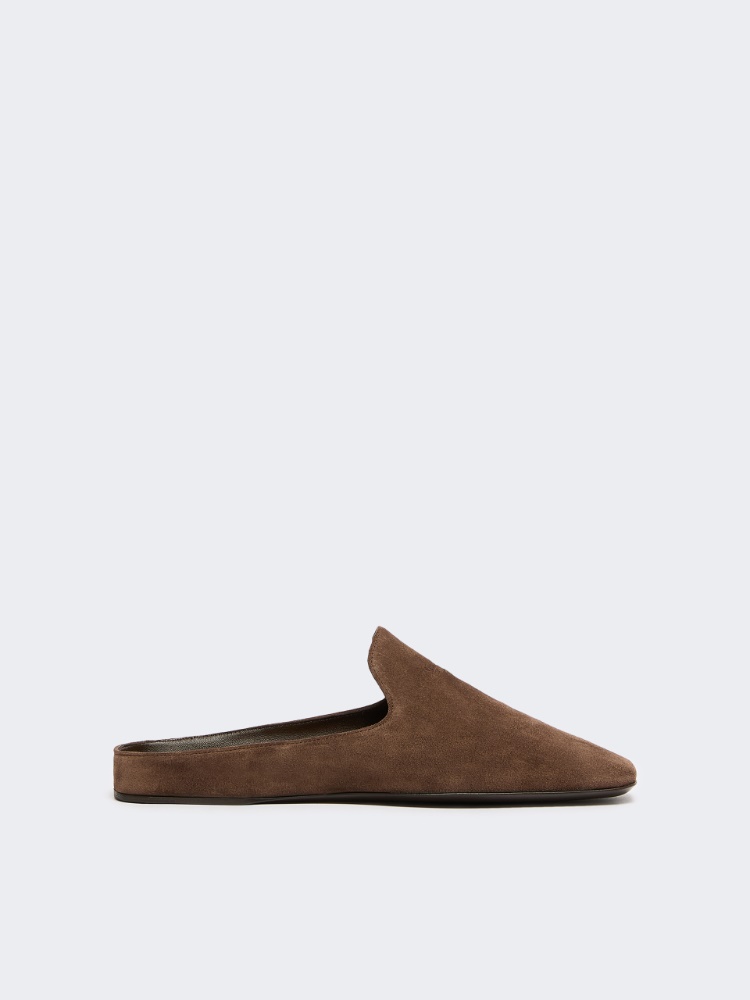 Split-leather mules - DARK BROWN