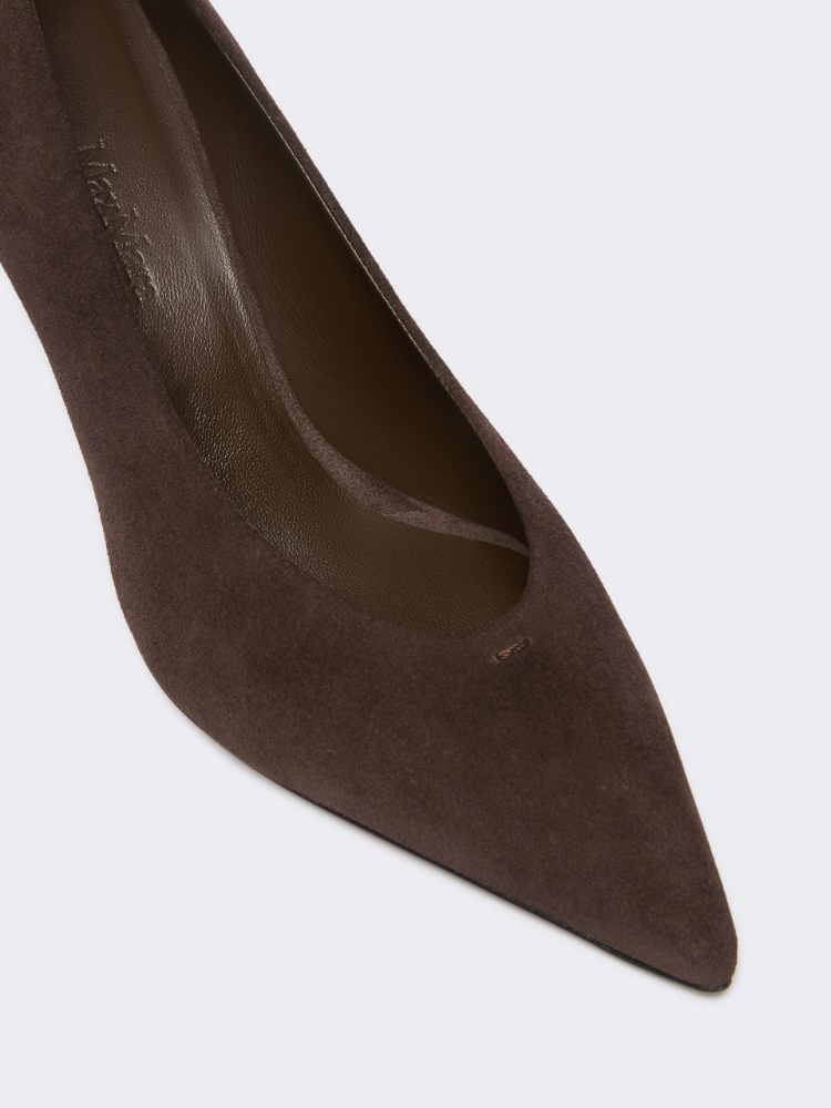 Pumps aus Kalbs-Spaltleder - DUNKELBRAUN - Max Mara - 3