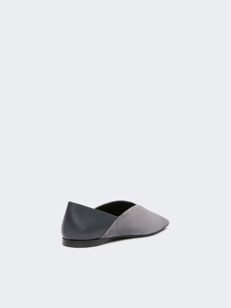 Split leather and nappa leather ballet flats - MEDIUM GREY - Max Mara - 3