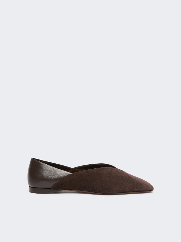 Bailarinas de serraje y napa - MARRON OSCURO