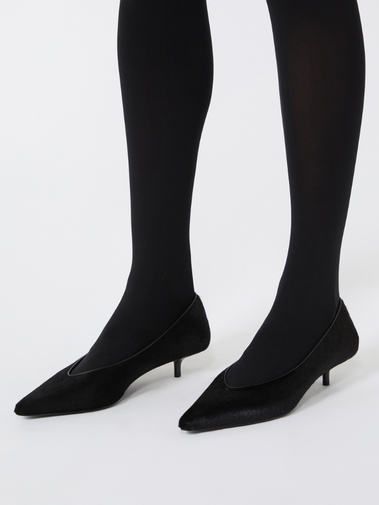Haircalf and nappa leather low court shoes - BLACK - Max Mara - 7
