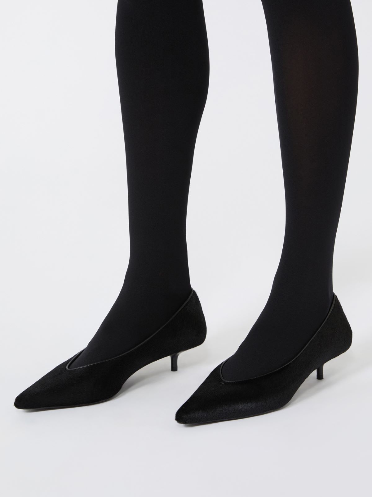 Flache Pumps aus Ponyfell und Nappaleder + SCHWARZ - Max Mara