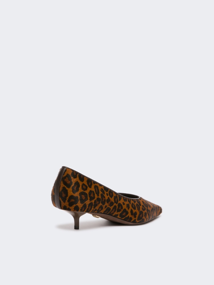 Haircalf and nappa leather low court shoes - CAMEL - Max Mara - 3