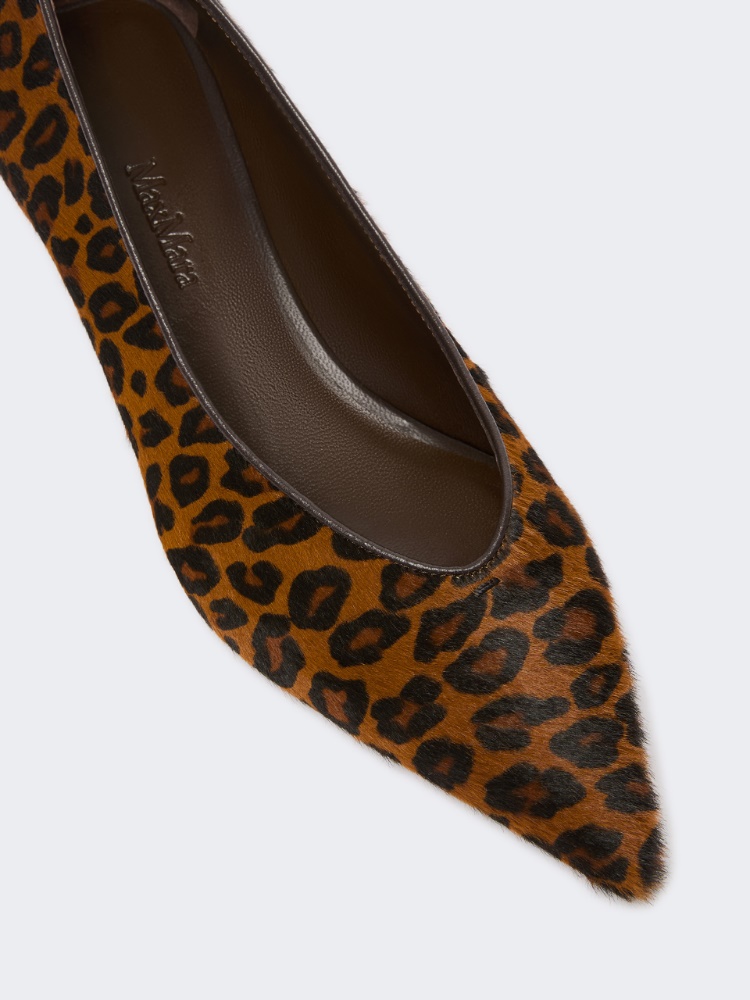 Haircalf and nappa leather low court shoes - CAMEL - Max Mara - 4